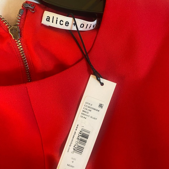 Alice + Olivia Red Fit and Flare Halter Midi Dress - Picture 3 of 8